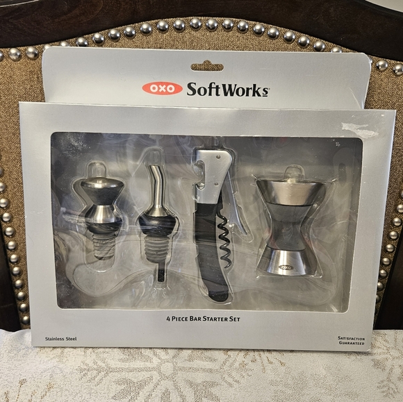 Oxo Other - SOLD OXO Softworks 4 Piece Stainless Steel & Black Bar Starter Set Jigger Wine